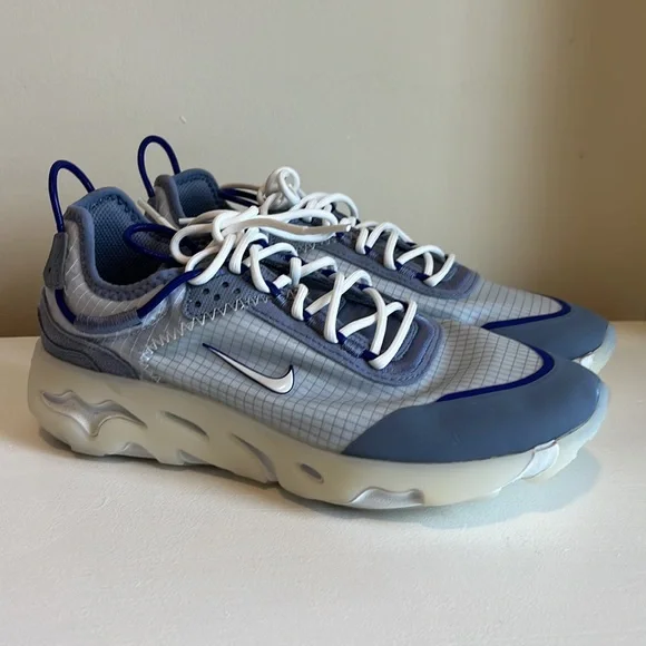 NEW Nike React Live Light Smoke Grey Hyper Royal Tennis Shoes Size 6.5 - Picture 4 of 12